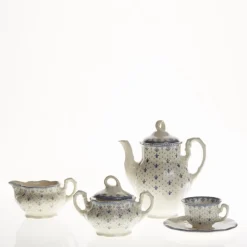 Juego de café de 15 piezas colección Flor de Lis Azul