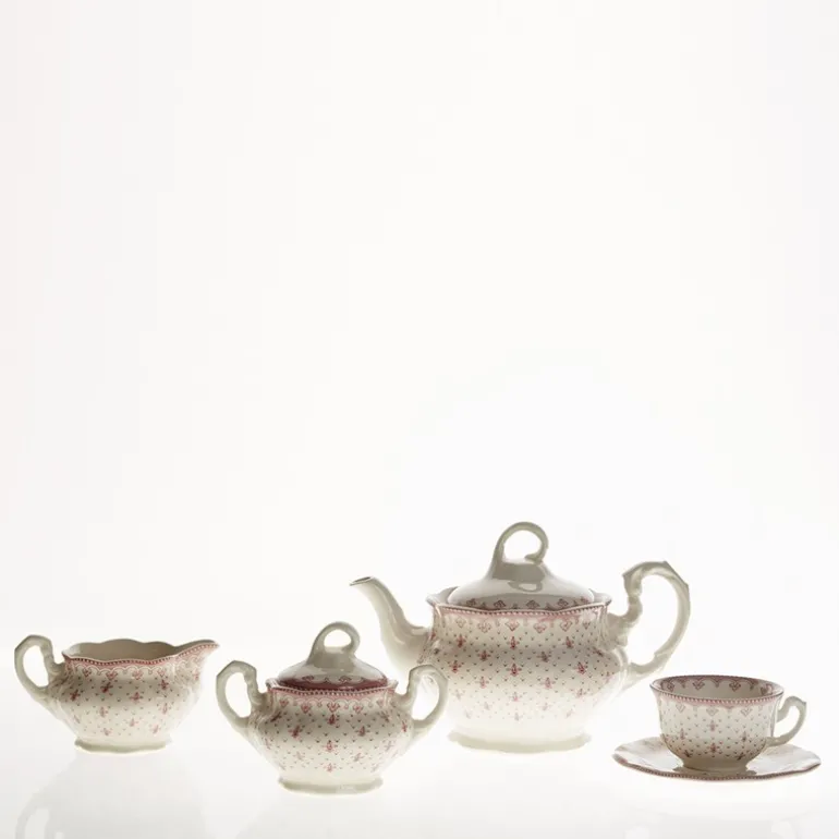 Juego de té de 15 piezas colección Flor de Lis Rosa