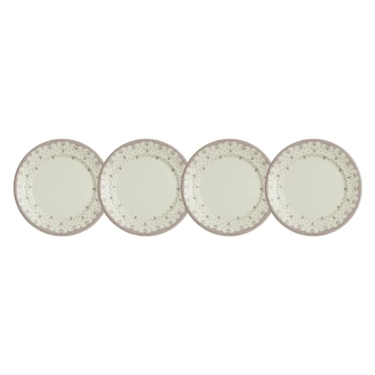 Set de 4 platos de pan colección Flor de Lis Rosa