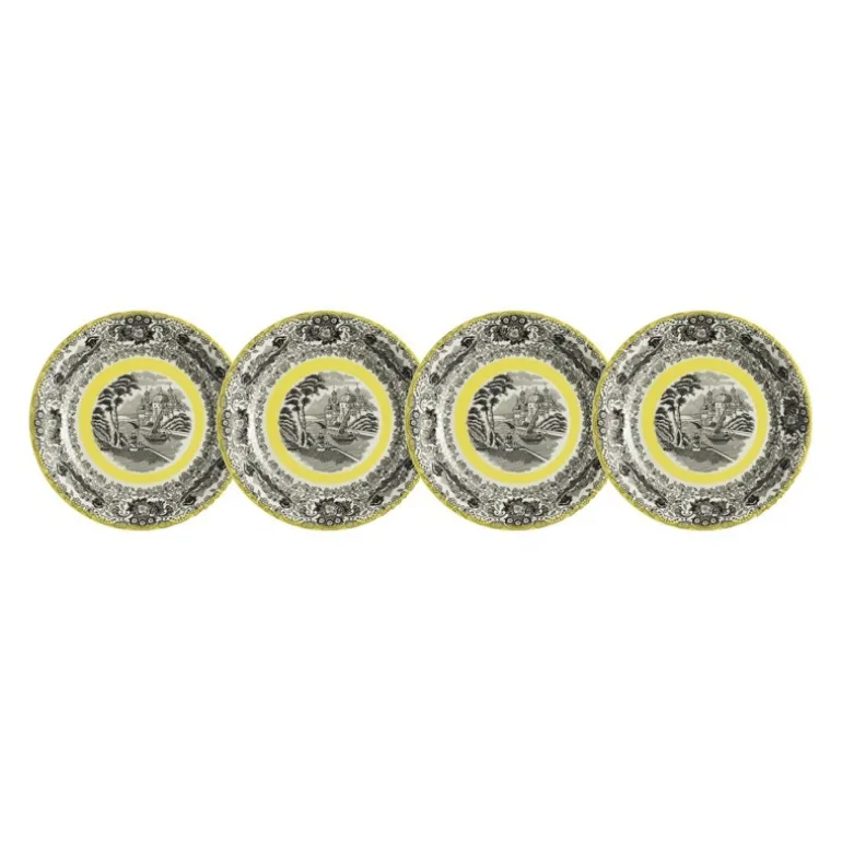 Set de 4 platos de pan colección Negro Vistas Yellow by Aaron Stewart
