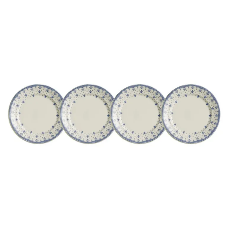 Set de 4 platos de pan colección Flor de Lis Azul
