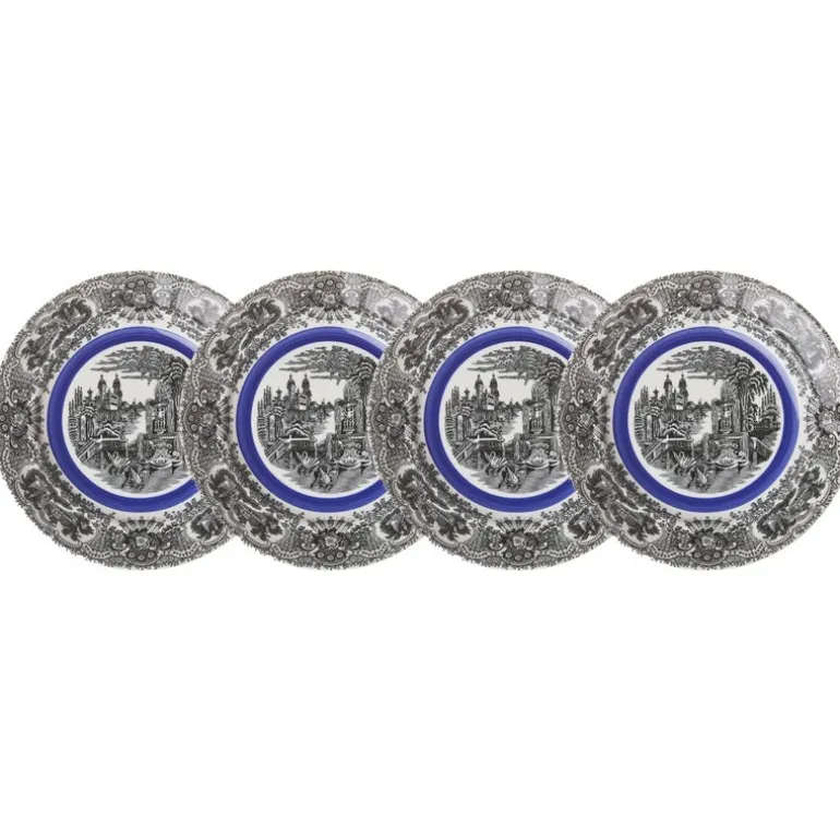 Set de 4 platos de postre colección Negro Vistas Blue by Aaron Stewart