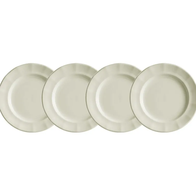 Set de 4 platos de postre colección Ochavada Blanca