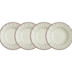Set de 4 platos hondos colección Flor de Lis Rosa