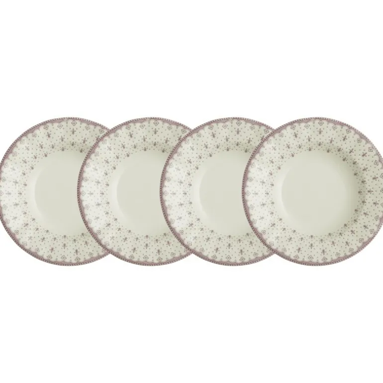 Set de 4 platos hondos colección Flor de Lis Rosa