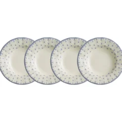 Set de 4 platos hondos colección Flor de Lis Azul