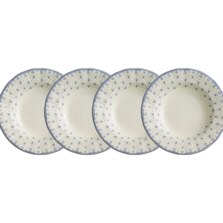 Set de 4 platos hondos colección Flor de Lis Azul