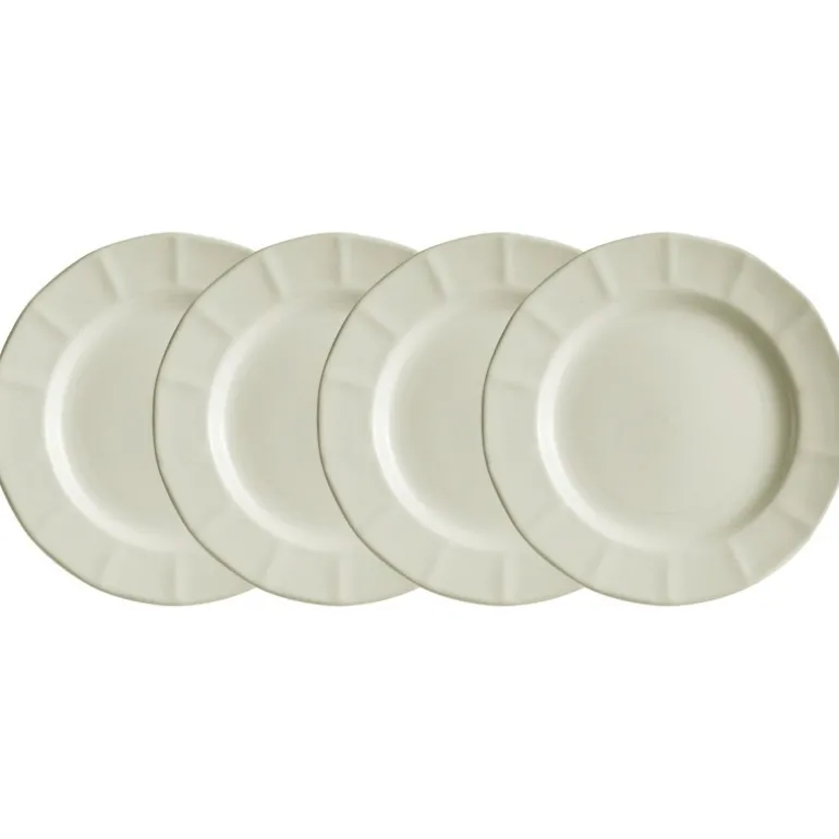 Set de 4 platos llanos 28 cm colección Ochavada Blanca