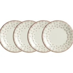 Set de 4 platos llanos 28 cm colección Flor de Lis Rosa