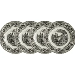 Set de 4 platos llanos 28 cm colección Negro Vistas