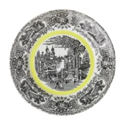 Set de 4 platos llanos 28 cm colección Negro Vistas Yellow by Aaron Stewart