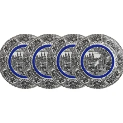 Set de 4 platos llanos 28 cm colección Negro Vistas Blue by Aaron Stewart