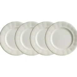 Set de 4 platos llanos 28 cm colección Aurora Blanca