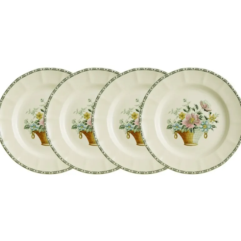 Set de 4 platos llanos colección Canasto Floral