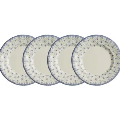 Set de 4 platos llanos colección Flor de Lis Azul