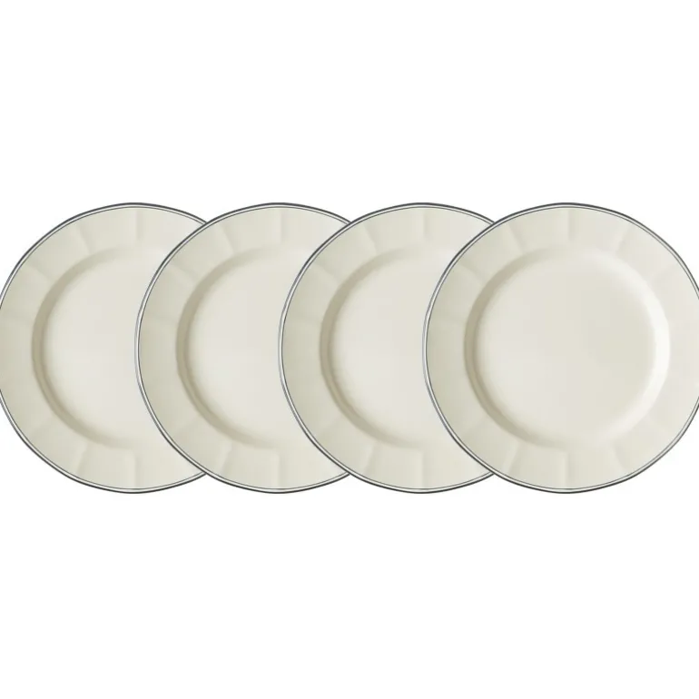 Set de 4 platos llanos colección Basic Line Blue