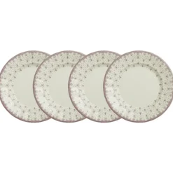 Set de 4 platos llanos colección Flor de Lis Rosa
