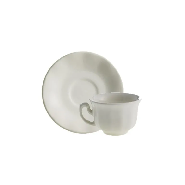 Set de 4 tazas de café con platillos colección Aurora Blanca