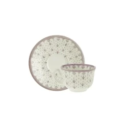 Set de 4 tazas de café con platillos colección Flor de Lis Rosa