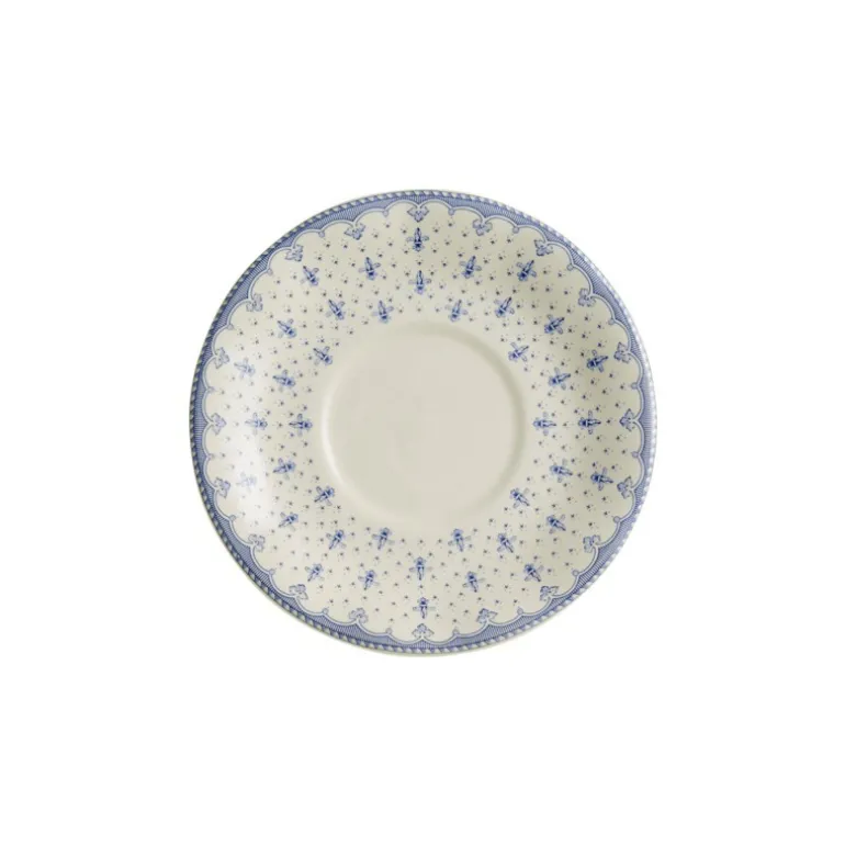 Set de 4 tazas de consomé con platillos colección Flor de Lis Azul