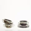 Set de 4 tazas de consomé con platillos colección Viejo Molino
