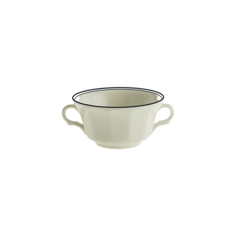 Set de 4 tazas de consomé con platillos colección Basic Line Blue