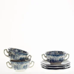 Set de 4 tazas de consomé con platillos colección Ceilán
