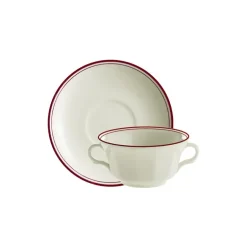 Set de 4 tazas de consomé con platillos colección Basic Line Red