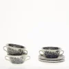 Set de 12 tazas de consomé con platillos colección Negro Vistas