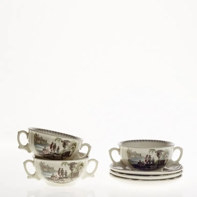 Set de 12 tazas de consomé con platillos colección Atenea