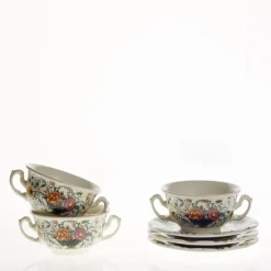 Set de 12 tazas de consomé con platillos colección Bellavista