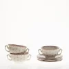 Set de 12 tazas de consomé con platillos colección Flor de Lis Rosa