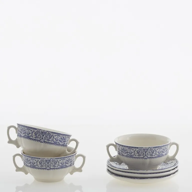 Set de 6 tazas de consomé con platillos colección 150 Aniversario