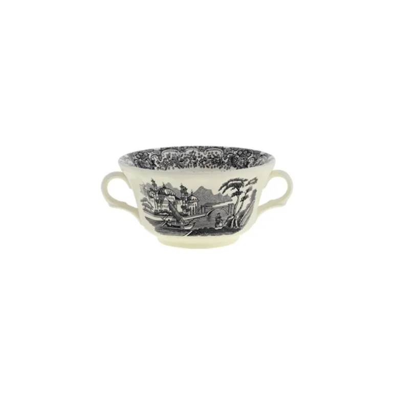 Set de 4 tazas de consomé con platillo colección Negro Vistas
