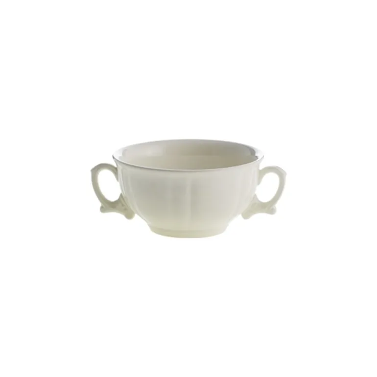 Set de 4 tazas de consomé con platillos colección Imperio Blanca