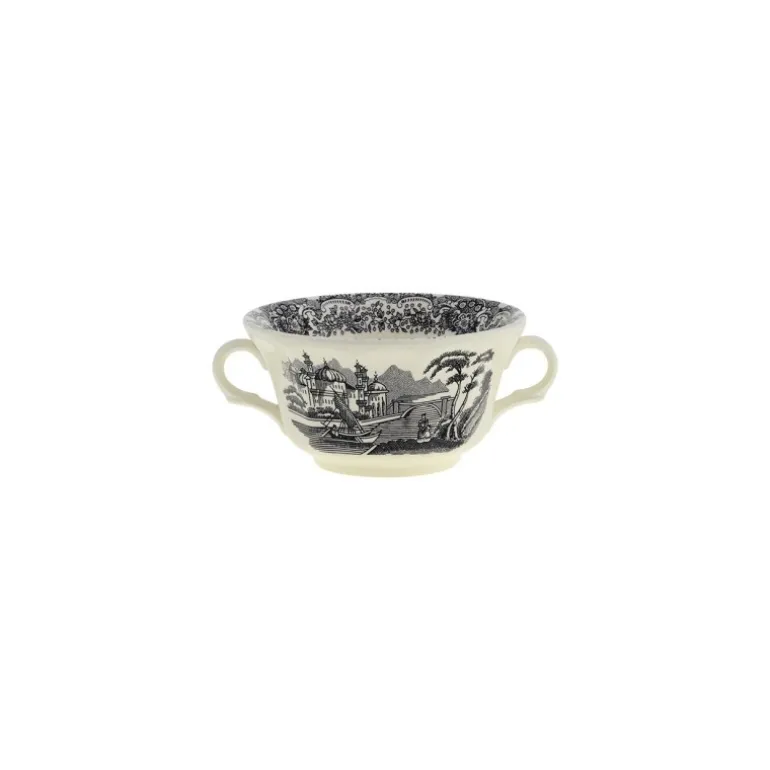 Set de 12 tazas de consomé con platillos colección Negro Vistas