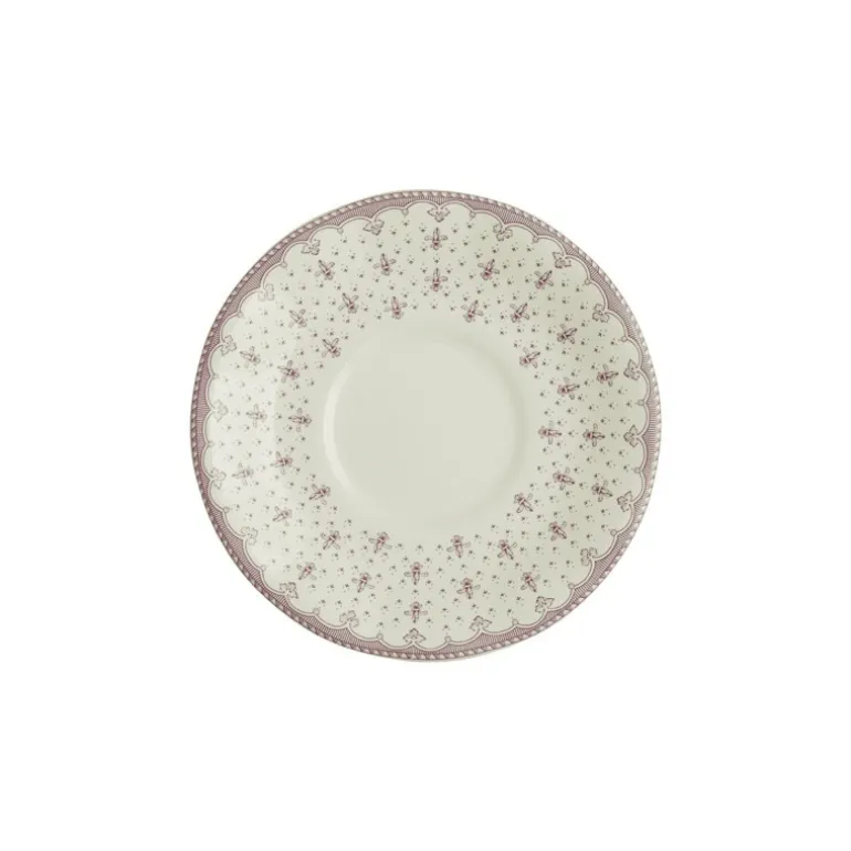Set de 12 tazas de consomé con platillos colección Flor de Lis Rosa