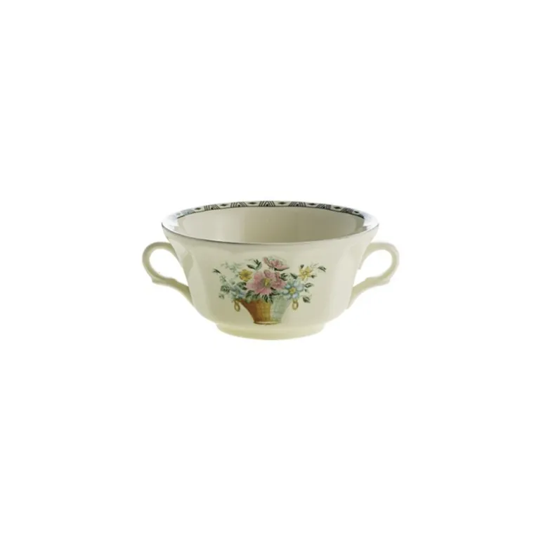 Set de 12 tazas de consomé con platillos colección Canasto Floral