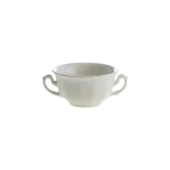Set de 4 tazas de consomé con platillos colección Aurora Blanca