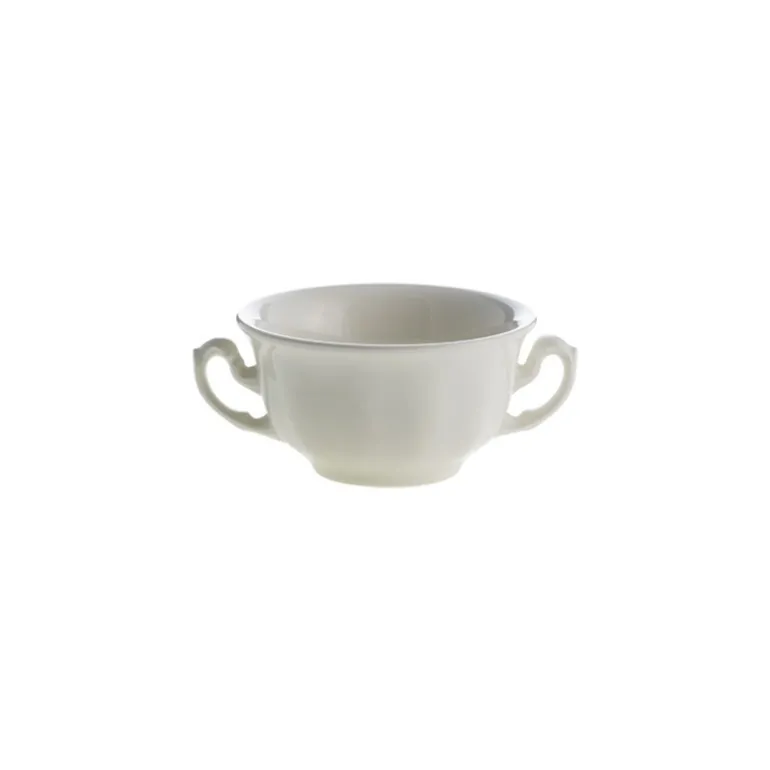 Set de 4 tazas de consomé con platillos colección Aurora Blanca