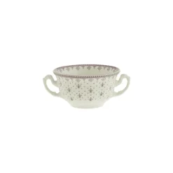 Set de 4 tazas de consomé con platillos colección Flor de Lis Rosa