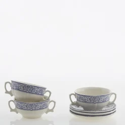 Set de 4 tazas de consomé con platillos colección 150 Aniversario
