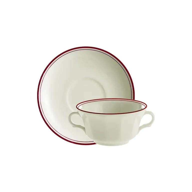 Set de 12 tazas de consomé con platillos colección Basic Line Red