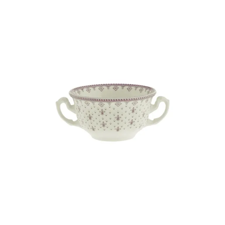 Set de 12 tazas de consomé con platillos colección Flor de Lis Rosa