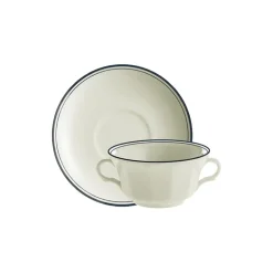 Set de 12 tazas de consomé con platillos colección Basic Line Blue