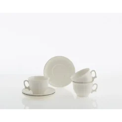 Set de 12 tazas de desayuno con platillos colección Imperio Blanca