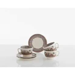 Set de 6 tazas de desayuno con platillos colección Viejo Molino