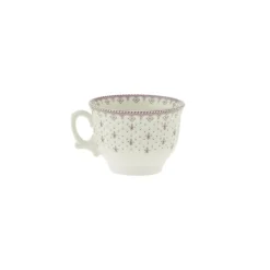 Set de 12 tazas de desayuno con platillos colección Flor de Lis Rosa