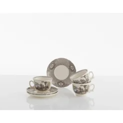 Set de 12 tazas de desayuno con platillos colección Atenea
