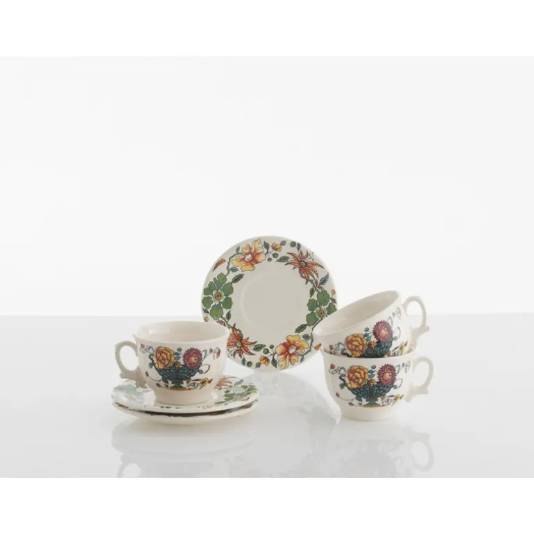 Set de 12 tazas de desayuno con platillos colección Bellavista
